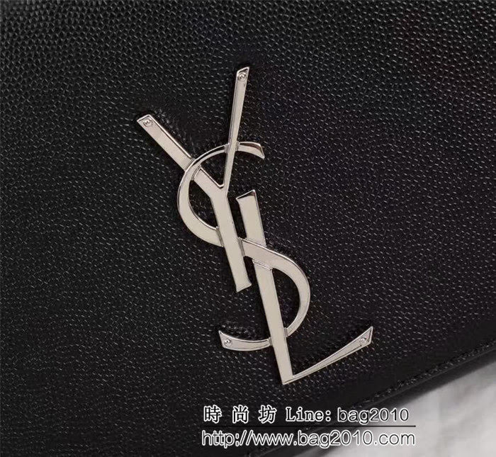 YSL聖羅蘭 原版魚子醬牛皮 翻蓋式 金色鏈條包 26702 YAS1343